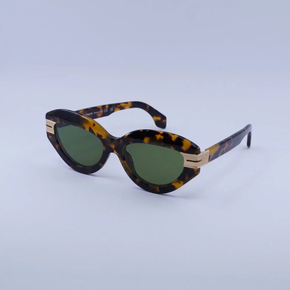 Palm Angels PERI10F MIRACLE 6055 Sunglasses Havana Cat Eye Frame, Green Lenses
